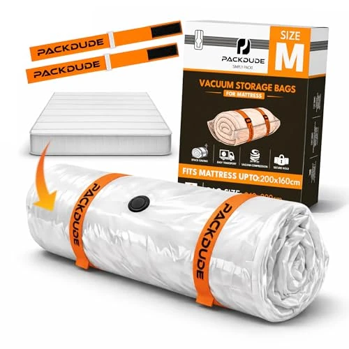 Limited-time offer: PACKDUDE Mattress Vacuum Bag for Double & King Size up to 200×160cm (79”×63”) (Bag Size: 240×200cm / 94.5”×78.7”) | Mattress Vacuum Storage Bags for Foam, Gel & Latex | Kit with Cover, Clips & Straps from 27.99 £ to 27.99 £ (save 0.00%