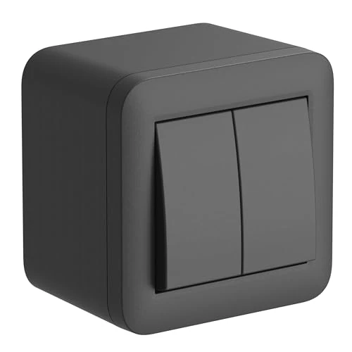 Offerta a tempo: Electraline 60481 contenitore da superficie con doppio interruttore/deviatore FIXA, 10A, nero, IP40, compatibile per installazione con tubo rigido e canalina - 19% da 7.99 € a 6.45 €