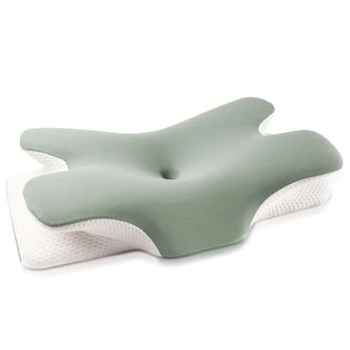 Offerta a tempo: MULISOFT Cuscino Cervicale per Dormire, Cuscino Ergonomico in Memory Foam, 2 in 1 Cuscino a Farfalla Ideale per ogni Posizione del Sonno, Federa Sfoderabile e Lavabile, 67×36×10/12 cm, P-105 Verde - 25% da 59.99 € a 45.29 €