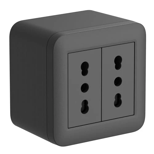 Offerta a tempo: Electraline 60479 contenitore da superficie FIXA con due prese bivalenti (10/16A), Nero, IP40, compatibile per installazione con tubo rigido e canalina - 45% da 10.99 € a 6.00 €