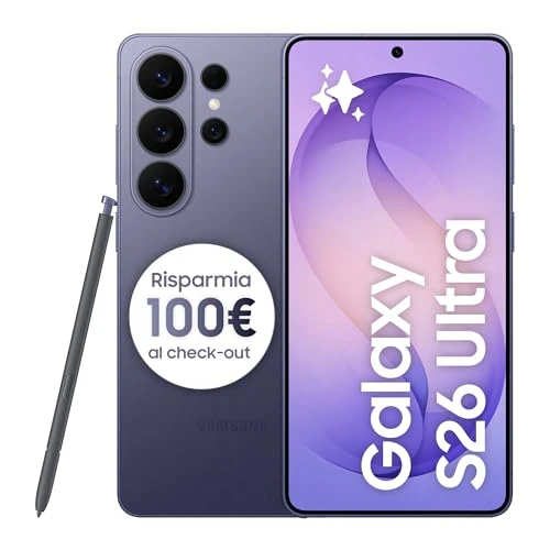 Samsung Galaxy S26 Ultra Smartphone AI, 1TB, 3 anni di Garanzia, Privacy Display Integrato, Processore Potente, Assistente Foto, Camera 200 MP, 5000 mAh, Cobalt Violet [Versione italiana]
