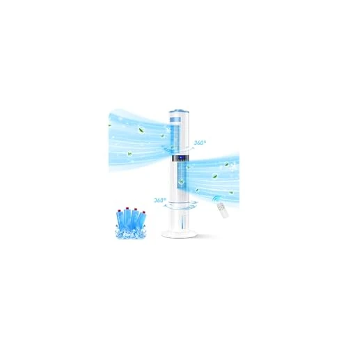 Offerta a tempo: Condizionatore Portatile Senza Tubo, Raffrescatore d'aria 65W Doppio Oscillazione Automatica 360°, Raffrescatore Evaporativo 4 Modalità 3 Velocità con Timer 1-24H Telecomando 4 Impacchi di Ghiaccio - 5% da 159.99 € a 151.99 €