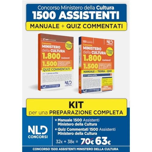 Concorso Ministero della Cultura 1800 posti. profilo 1.500 assistenti per la tutela, accoglienza e vigilanza per il patrimonio e i servizi culturali (Cod. 01). Kit manuale di teoria e quiz comment...