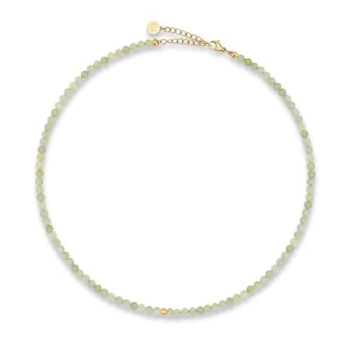 Oferta limitada: GD GOOD.designs Collar de perlas para mujer de piedras naturales auténticas facetadas de 4 mm | Collar de jade ajustable con baño de oro de 18K (40–45 cm) | Collar boho resistente al agua (verde) de 22.90 EUR a 16.90 EUR (ahorro 26%)