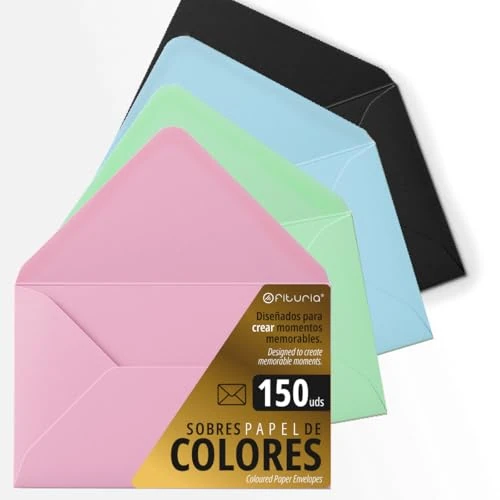 Offerta a tempo: Buste di carta, buste piccole colorate, ideali per regali, lettere, biglietti, dimensioni 75x120 mm, progettate per sorprendere e creare momenti speciali - Ofituria (assortimento, 150 pezzi) - 15% da 23.95 € a 20.30 €