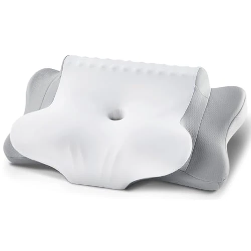 Offerta a tempo: FAIORD Cuscino Cervicale Memory Foam, Cuscino Ortopedico per Dormire con Supporto per Collo e Spalle, Doppia Altezza 10/13 cm, Federa Traspirante Sfoderabile Lavabile, 64x39 cm, Grigio Chiaro - 5% da 19.99 € a 18.99 €