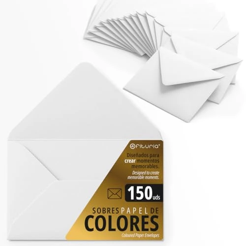 Oferta limitada: Sobres Papel, Sobres Pequeños de Colores, Ideales para Regalo, Cartas, Tarjetas de Colores, Tamaño 90x140mm, Diseñados para Sorprender y Crear Momentos Especiales - Ofituria (Blanco, 150uds) de 35.95 € a 25.95 € (ahorro 28%)
