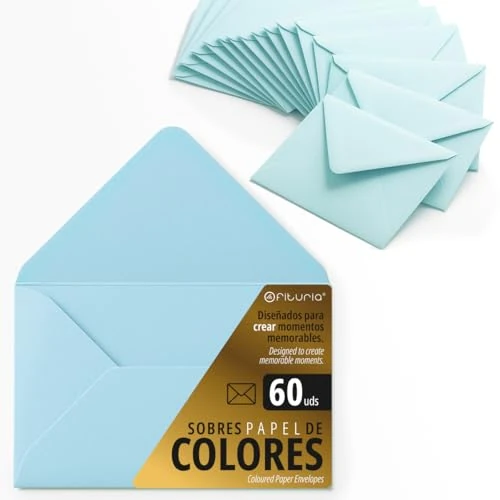 Offerta a tempo: Buste di carta, buste piccole colorate, ideali per regali, lettere, biglietti, vari colori, dimensioni 90x140 mm, progettate per sorprendere e creare momenti speciali - Ofituria (blu, 60 pezzi) - 12% da 16.95 € a 14.87 €