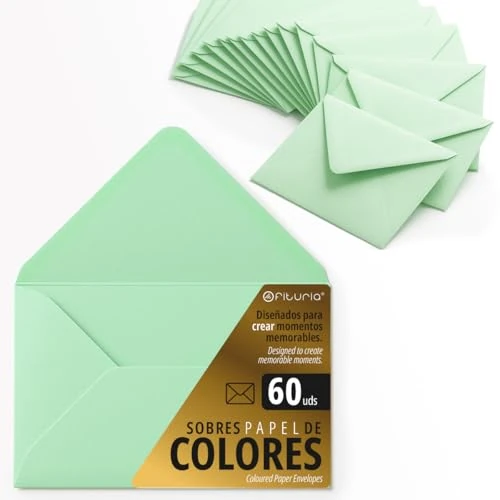 Offre limitée : Enveloppes en papier, petites enveloppes colorées, idéales pour les cadeaux, lettres, cartes, taille 90 x 140 mm, conçues pour surprendre et créer des moments spéciaux - Ofituria (vert, 60 pcs) de 16.95 € à 13.58 € (20% de remise)