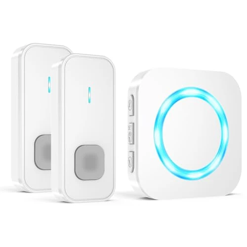 Zeitlich begrenztes Angebot: AIMAX Funkklingel mit 2 Sender und 1 Empfänger,klingel Haustür kit,400m Hohe Reichweite, IP55 Wasserdicht, 55 Klingeltöne, 5 Lautstärkestufen Mit LED-Blitz,kabellose Installation von 22.99 € auf 19.54 € (15% Rabatt)