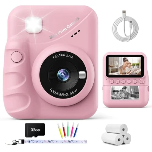 Offre limitée : TIATUA Appareil Photo Instantané Enfant, 3.0" Grand Écran 48MP HD Appareil Photo Numérique Enfant avec Carte de 32GB & Papier d'impression, Cadeaux pour Garçons & Filles de 3 à 12 Ans (Rose) de 33.25 € à 31.59 € (5% de remise)