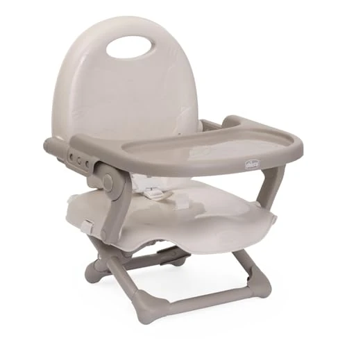 Chicco Pocket Snack Hochstuhlaufsatz für Kinder von 6 Monaten bis 3 Jahren (15 kg), tragbarer Tischhochstuhl mit kompakter Klappfunktion, abnehmbares Tablett, Beige