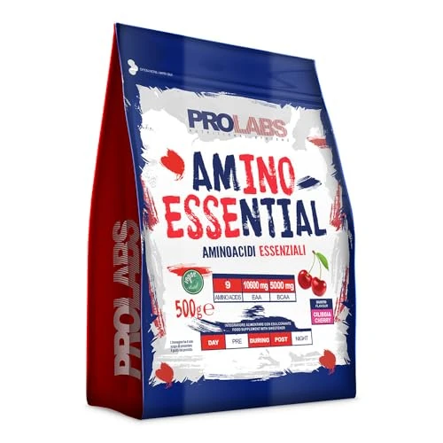 Offerta a tempo: PROLABS– EAA Aminoacidi Essenziali AMINO ESSENTIAL Fermentati Polvere 100%Veg con BCAA Ramificati 2:1:1 e Vitamina B6, Amminoacidi Essenziali Post Intra Workout, Integratore per Sportivi 500g Ciliegia - 0% da 25.58 € a 25.58 €