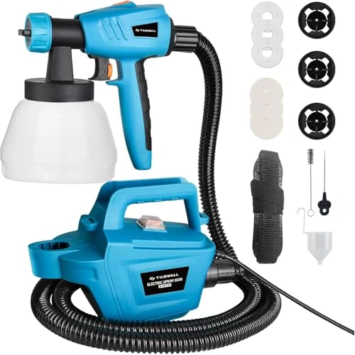 Offerta a tempo: Tilswall Pistola a Spruzzo per Verniciare 800W, Blu | HVLP Elettrica, Contenitore 1300ml, 3 Modalità e 3 Ugelli, 1200 ml/min, Facile da Usare e da Pulire, per Mobili e Recinzioni - 0.00% da 89.99 € a 89.99 €