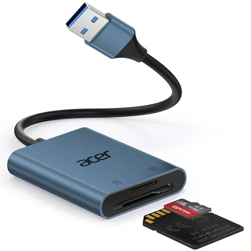 Zeitlich begrenztes Angebot: acer USB 3.0 Kartenleser mit Kabel, USB-A SD Micro SD Card Reader Aluminium Kartenlesegerät Typ A Speicherkartenleser Adapter für Computer, PC, Laptop, Trail Camera, SDXC, Micro SDHC, TF, RS-MMC.-Blau von 11.99 € auf 11.99 € (