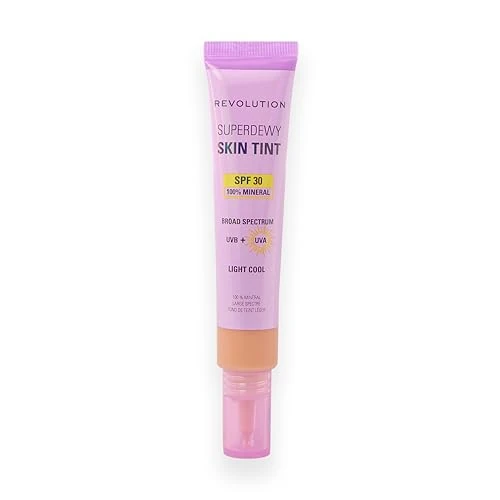 Offerta a tempo: Revolution Superdewy SPF30 Skin Tint, Skin Tint Leggero SPF 30 per Pelle Sensibile e a Tendenza Acneica, Coprenza Modulabile, Vegano, Light Cool, 28 ml - 72% da 14.99 € a 4.15 €