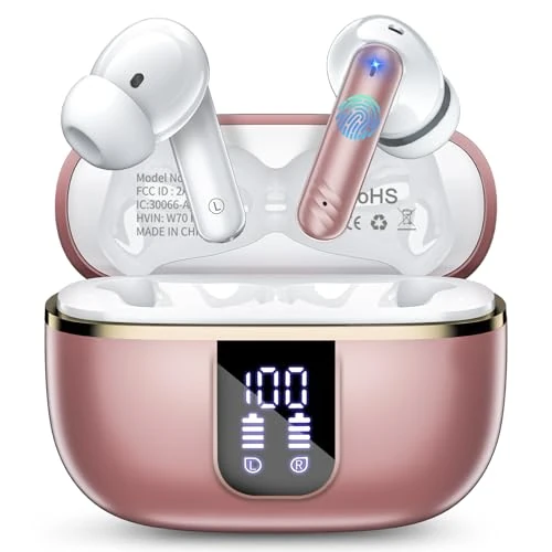 Oferta limitada: Auriculares Inalámbricos Bluetooth, Bluetooth 5.4 Auriculares Inalambricos con 3D HiFi, 4 Mic ENC, IPX7 Impermeable Auriculares Bluetooth con Caja de Carga LED, Reproducción 46H, Carga Rápida USB-C de 129.99 EUR a 19.99 EUR (ahorro 85%)