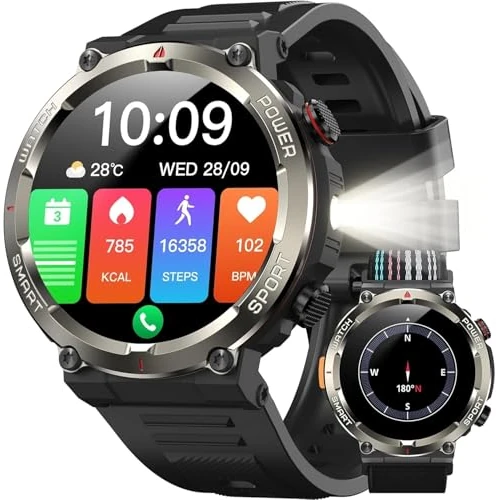 Offre limitée : IOWODO Montre Connectée Homme, Appels Bluetooth, Whatsapp, 1,45" HD Ecran Tactile, Analyse Fréquence Cardiaque/SpO2/Sommeil, 120+ Modes Sportifs, IP68 étanchéité, Boussole, Android/iOS de 99.99 € à 99.99 € (0.00% de remise)