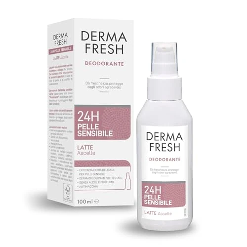 Offerta a tempo: Dermafresh Deodorante Latte Efficace 24h, 100 ml, Pelle Sensibile, Efficacia Extra Delicata, Antimacchia, Freschezza Immediata, Senza Alcol e Profumo, Dermatologicamente Testato - 36% da 12.00 € a 7.69 €