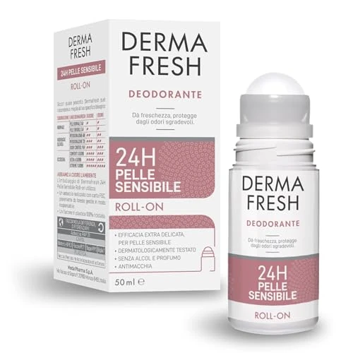 Offerta a tempo: Dermafresh Deodorante Roll-On Efficace 24h, 100 ml, Pelle Sensibile, Efficacia Extra Delicata, Antimacchia, Freschezza Immediata, Senza Alcol e Profumo, Dermatologicamente Testato - 4% da 12.00 € a 11.51 €