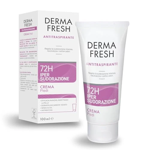Offerta a tempo: Dermafresh Ipersudorazione Crema Piedi Efficace 72h, Antitraspirante, 100 ml, Regola la Sudorazione Intensa, Senza Alcol, Antimacchia, Rispetta il Microbioma, Dermatologicamente Testato - 36% da 12.00 € a 7.69 €