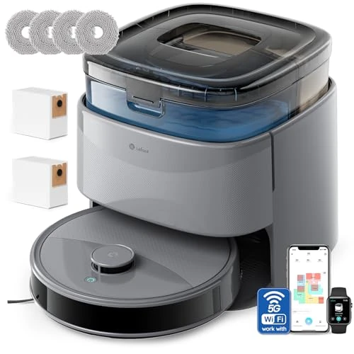 Lefant M3 Robot Aspirateur Laveur 12 000 Pa, Station Multifonctionnelle, Double Serpillière Rotative 200 TR/Min, Navigation dToF, Évitement d'obstacles PSD, 220min, 30 réglages de Niveau d'eau