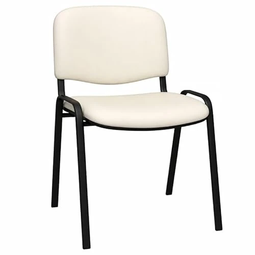 Offerta a tempo: SEDIAOFFICE - Sedie Ufficio Senza Ruote, Sedia Scrivania Ergonomica, per Studio, Sala D'Attesa, Sala Riunioni e Conferenze, Comoda Sedia Ufficio in Ecopelle (Base, Bianco Pelle) - 0.00% da 59.99 € a 59.99 €