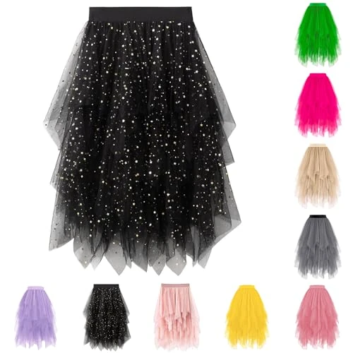 Oferta limitada: Falda de tul para mujer de capas altas y bajas, irregular: falda de tul faldas hinchadas de hadas para mujer, falda midi de malla, vestido plisado de ballet, tutú, falda de graduación, carnaval, falda de 34.48 EUR a 34.48 EUR (ahorro 0%)
