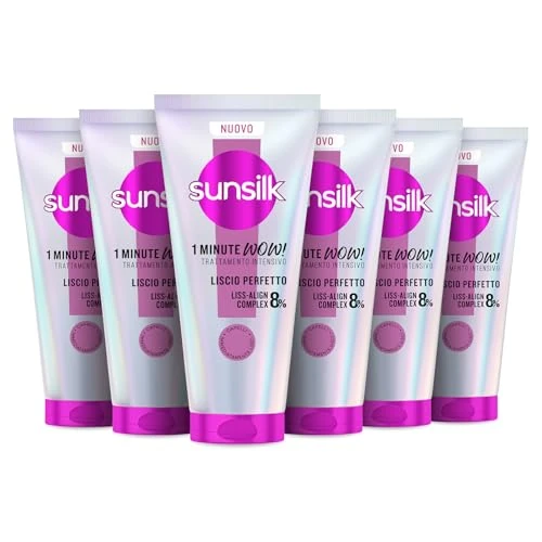 Offerta a tempo: Sunsilk, 1 Minute WOW Liscio Perfetto, Trattamento Capelli in 1 Minuto, Capelli Due Volte Più Lisci e Setosi, con 8% LISS-ALIGN COMPLEX con Biotina, Olio di Argan e Vitamina C, 6 Pezzi da 180 ml - 35% da 20.94 € a 13.62 €