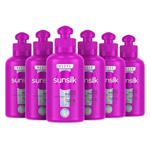 Offerta a tempo: Sunsilk, Crema Lisciante & Districante Liscio Perfetto, Crema Capelli Senza Risciacquo Anti Crespo, Formula con 7% LISS-ALIGN COMPLEX con Biotina, Olio di Argan e Vitamina C, 6 Pezzi da 200 ml - 35% da 17.94 € a 11.68 €