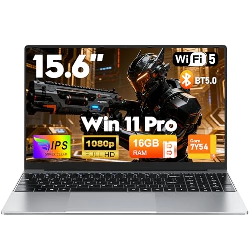 FUNYET 15.6" Full HD Laptop | Notebook with Core i5-7Y54 Processor, 16GB RAM, 512GB SSD Laptop | Slim Laptop with Backlit Keyboard