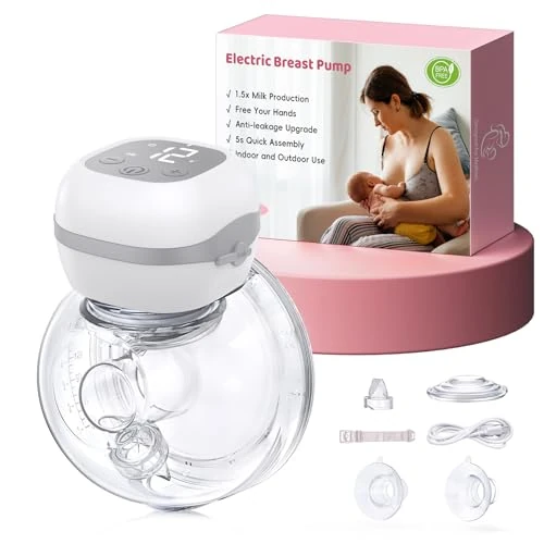 Draagbare elektrische borstkolf, 201 g lichtgewicht elektrische borstkolf voor baby's, snelle installatie in 5 seconden, 3 standen en 12 niveaus, LED-display, BPA-vrij, 1 stuk