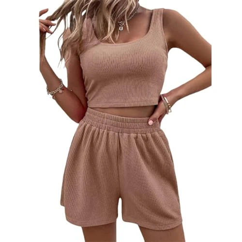 Zeitlich begrenztes Angebot: DURINM Schlafanzug Damen Kurz Pyjama Zweiteiliger Sommer Ärmellos Nachtwäsche Set Schlafanzug Damen Kurz Zweiteiliger Pyjama Set von 14.99 € auf 14.99 € (0.0% Rabatt)