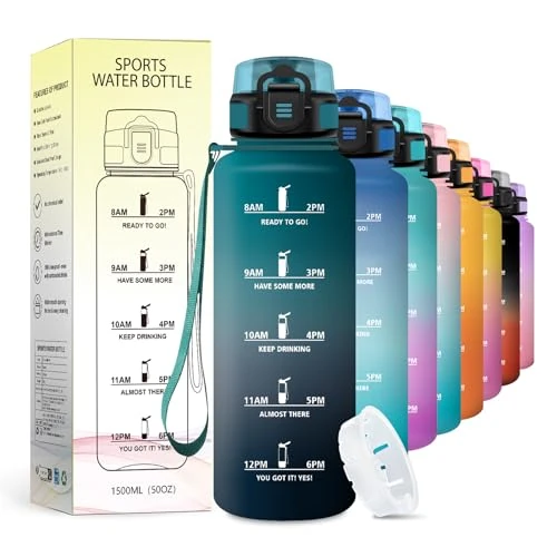 Limited-time offer: JAPORIA Sport Water Bottle 1.5L Leakless Filter Sports Water Bottle with Time Indicator for Camping, Travel, Gym from 22.76 GBP to 22.76 GBP (save 0%)