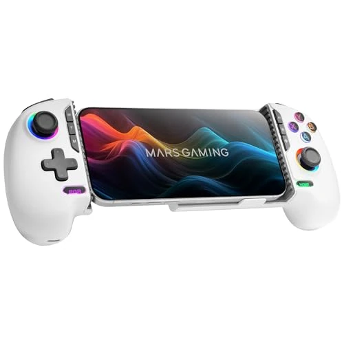 Offre limitée : Mars Gaming MGPXPRO, Gamepad Bluetooth 5.0 2en1, Support Smartphone jusqu'à 7", Joysticks et Gâchettes Magnétiques Hall Effect, Boutons Macro et Turbo, PS4|Switch|Switch 2|PC|Android|iOS 13.0+, Blanc de 35.50 € à 33.72 € (5% de remise)