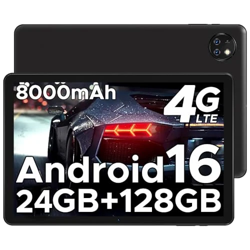 DOOGEE T10W Android 16 AI Tablet 10 Zoll 24GB RAM +128GB ROM (2TB TF) Tablet mit SIM Card Slot, 8000mAh Gaming Tablets Android 4G LTE/5G WiFi, mit Gemini AI, Dual Kamera, BT5.0/ OTG/Face ID/USB Type C