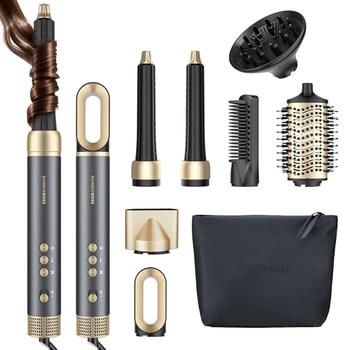 Offerta a tempo: BarberBoss All-in-One Hot Air Styler, Asciugacapelli Professionale Rapido, Anti-Crespo, Styler ad Aria Calda con Tecnologia a Ioni Negativi, Strumento per Styling dei Capelli Alta Velocità, QR-8820 - 38% da 146.99 € a 91.61 €