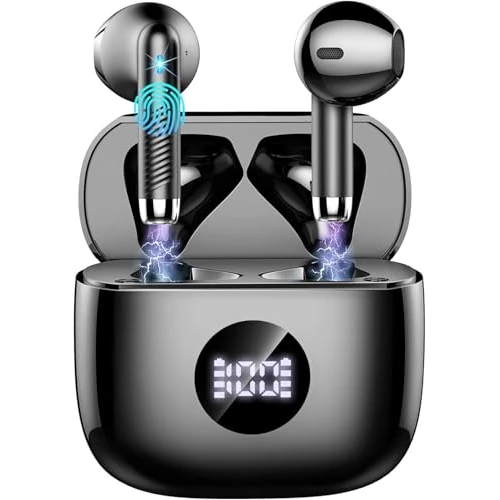 Zestaw słuchawkowy Bluetooth 5.4 Bluetooth, bezprzewodowe słuchawki z 4 mikrofonami ENC z redukcją szumów, słuchawki douszne 40 godzin odtwarzania, bezprzewodowe słuchawki HiFi Stereo IP7, wodoodporne