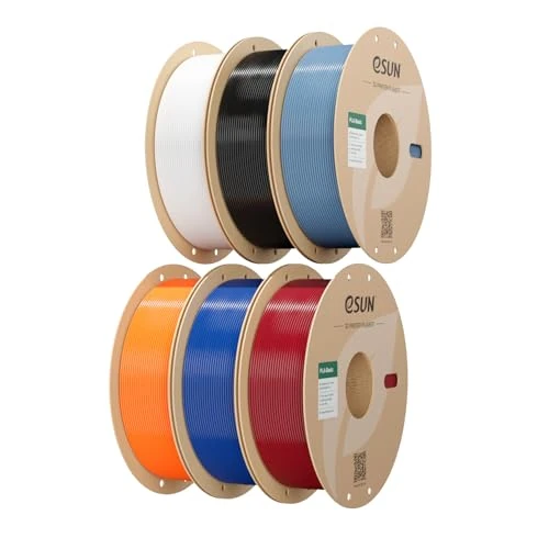 eSUN PLA Filament 1,75 mm, PLA-SS Filament do szybkich drukarek 3D Dokładność, 1kg na szpulę, 4 szpule szybki filament PLA do szybkich drukarek (6 kolorów B, 6KG)