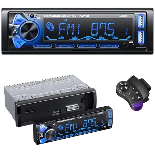 Offerta a tempo: RDS Autoradio Bluetooth con Estraibile Frontalino, Wistrue Stereo Auto Bluetooth con Telecomando, 4x65W 1 DIN Autoradio AM/FM con Lettore MP3 e due porte USB Supporta AUX/SD/iOS/Android（multicolore） - 20% da 49.00 € a 38.99 €