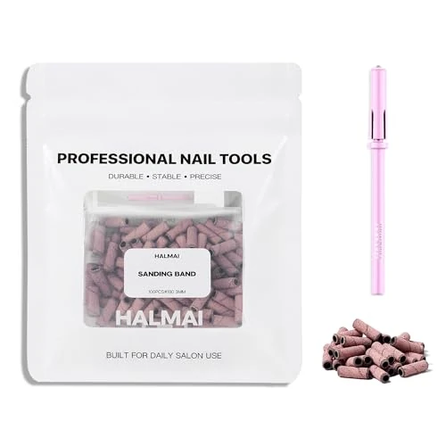 Oferta limitada: HALMAI 100 Piezas Fresas para Lima de Uñas con Eje Rosa 3,1mm, Bandas de Lija Grano 180 Acero Inoxidable para Uñas Acrílicas y de Gel, Manicura Pedicura Hogar y Salón de 18.95 € a 16.60 € (ahorro 12.4%)