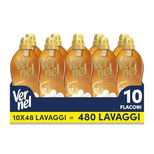 Offerta a tempo: Ammorbidente Concentrato Vernel Aromatherapy Fascino di Frangipani (10 x 48 lavaggi), Ammorbidente Concentrato per Tutti i Tessuti, Profumo di Lunga Durata con Oli Essenziali - 16% da 37.90 € a 31.99 €