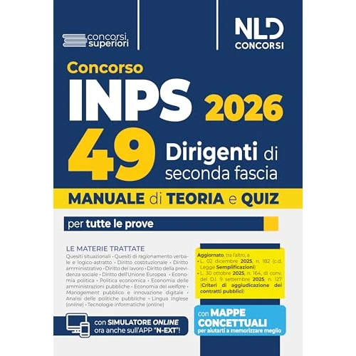 Concorso Inps per 49 dirigenti. Manuale con teoria e quiz 2026
