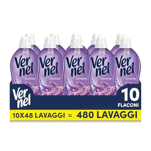 Offerta a tempo: Ammorbidente Concentrato Vernel Lavanda (10 x 48 lavaggi), Ammorbidente Concentrato per Tutti i Tessuti, Morbidezza Irresistibile e Freschezza di Lunga Durata - 16% da 37.90 € a 31.99 €