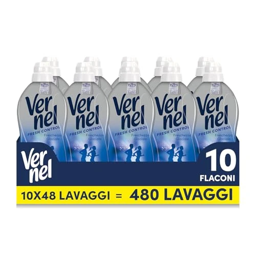 Offerta a tempo: Ammorbidente Concentrato Vernel Fresh Control Freschezza Glaciale (10 x 48 lavaggi), Ammorbidente Concentrato per Tutti i Tessuti, con Controllo degli Odori di Lunga Durata - 16% da 37.90 € a 31.99 €