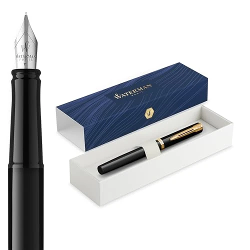 Offre limitée : Waterman Impression Stylo plume | Pointe fine avec recharge d'encre bleue | Laque noire avec garniture dorée | Boîte cadeau de 47.87 € à 47.87 € (0.00% de remise)