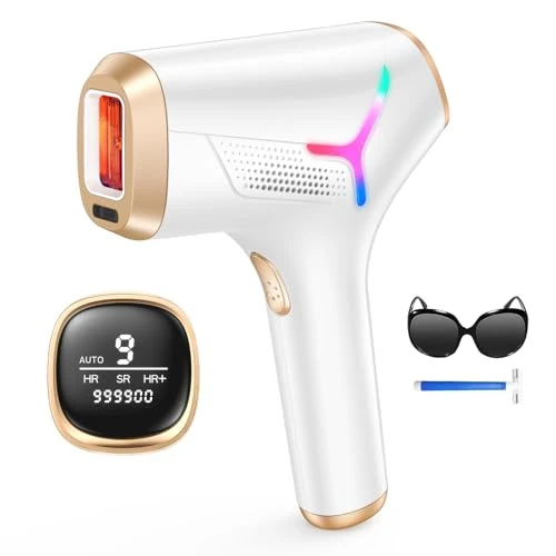 Zeitlich begrenztes Angebot: Haarlosy IPL Geräte Haarentfernung Laser für Frauen und Männer mit schmerzfreien Ergebnissen in Salonqualität für zu Hause, 22J IGBT IPL Haarentfernungsgerät für Gesicht, Bikinizone, Körper, Goldweiß von 159.99 € auf 89.99 € (