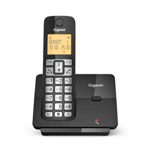 Offerta a tempo: Gigaset Essential 320 - Telefono fisso senza fili con blocco chiamate, display luminoso da 1,8"", vivavoce, rubrica, lunga durata della batteria, modalità ECO, nero [Versione Italiana] - 0.00% da 26.95 € a 26.95 €