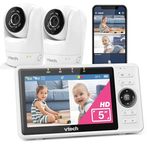 Oferta limitada: VTech vigilabebés inteligente wifi con 2 cámaras con cámara FHD de 1080p, pantalla IPS HD de 5", vídeo en movimiento, detección de sonido/movimiento, sensor de temperatura, pantalla dividida: VM901-2W de 199.99 EUR a 199.99 EUR (ahorro 0%)