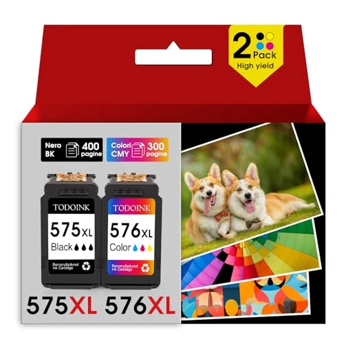 Offerta a tempo: TODOINK PG575XL Nero Cartucce d'inchiostro PG-575XL cartucce 575 nero per canon 575 xl per TS3550i TS3551i TS3750i TS3751i TS3752i TR4750i TR4751i TR4755i TR4756i - 44.46% da 35.99 € a 19.99 €